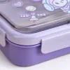 Purple cartoon PP material lunch box with leak-proof design, portable lunch box for kindergarten midday rest Application Scenario